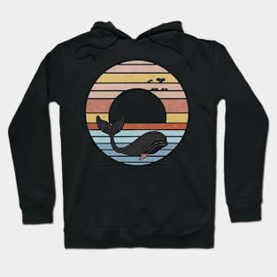 Retro whale in the sea Hoodie